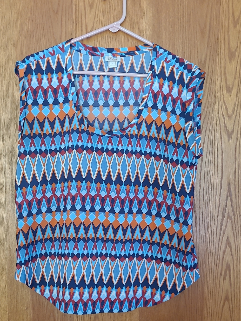 J. Crew Geometric Tank Top in Blue, Orange and Maroon